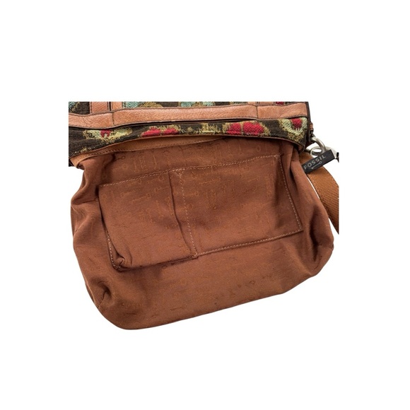 Fossil Boho Tapestry Maddox Distressed Crossbody Bag Satchel Briefcase Saddlebag - Picture 7 of 16